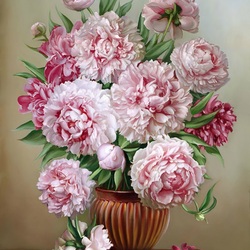 Пазл: Букет розовых пионов