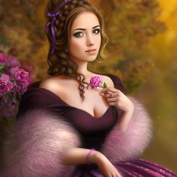 Пазл: Портрет девушки с розой