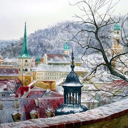 Пазл: Крыши зимней Праги
