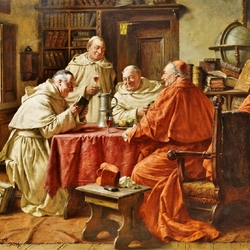 Пазл: Кардинал и монахи в монастырской библиотеке