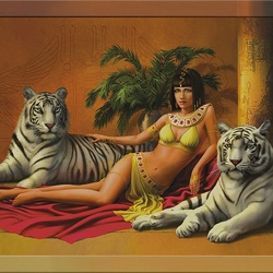 Пазл: Красавица с тиграми