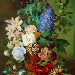 Пазл: Цветы в терракотовой вазе