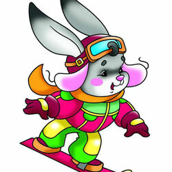 Пазл: Зайчонок-сноубордист