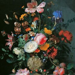 Пазл: Натюрморт с цветами и ящерицей