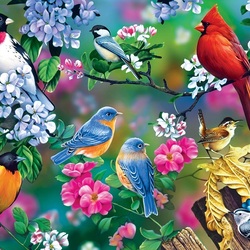 Пазл: Птицы весной