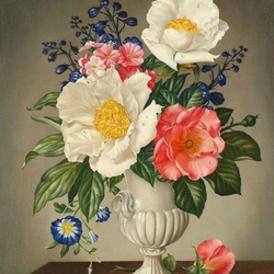 Пазл: Цветы в белой вазе