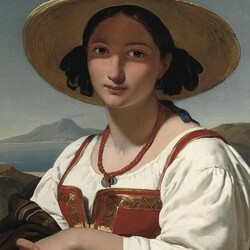Пазл: Портрет девушки в соломенной шляпке