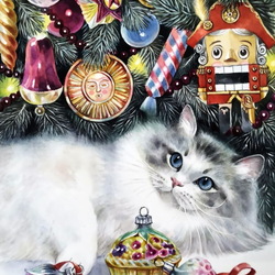 Пазл: Новогодний котик