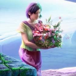 Пазл: Девушка с цветами