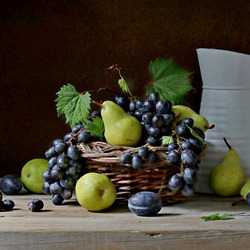 Пазл: Натюрморт с виноградом и грушами
