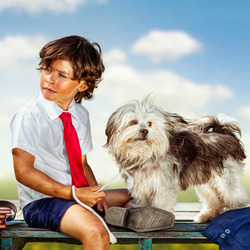 Пазл: Мальчик с собакой