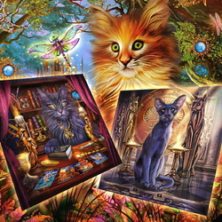 Пазл: Волшебный мир кошек