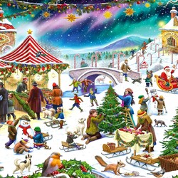 Пазл: Рождественская деревенская ярмарка