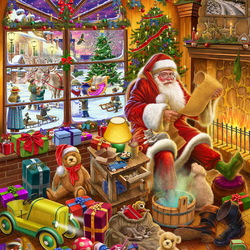 Пазл: Санта с подарками 