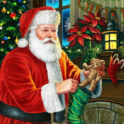 Пазл: Санта Клаус с подарками 