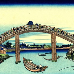 Пазл: 36 видов Фудзи. Мост Маннэн в Фукугаве
