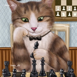 Пазл: Кот шахматист 