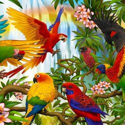 Пазл: Тропические попугаи