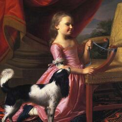 Пазл: Девочка с птицей и собакой (портрет Мэри Уорнер)