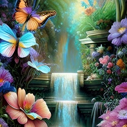 Пазл: Водопад бабочек