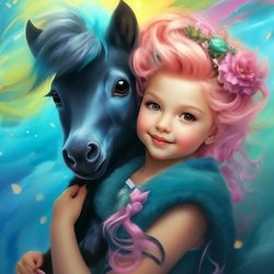 Пазл: Девочка с лошадкой
