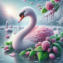 Пазл: Лебедь розовая