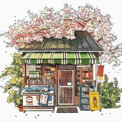 Пазл: Книжный магазин весной