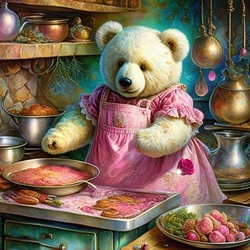 Пазл: Медведица на кухне