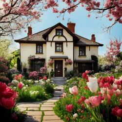Пазл: Дом среди цветов