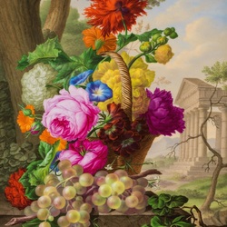 Пазл: Цветы в корзине