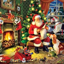 Пазл: Санта готовит подарки