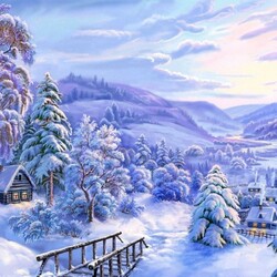 Пазл: Зимняя деревенька