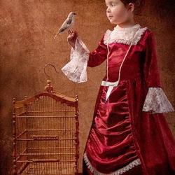 Пазл: Девочка с попугаем