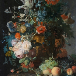 Пазл: Натюрморт с цветами в терракотовой вазе