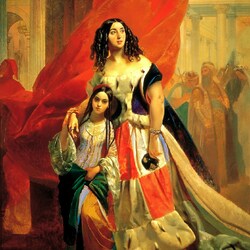 Пазл: Портрет графини Юлии Павловны Самойловой, удаляющейся с бала с приёмной дочерью Амацилией Паччини