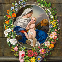 Пазл: Святое семейство в цветочной гирлянде