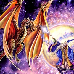 Пазл: Волшебник и дракон