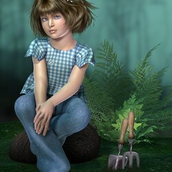 Пазл: Девочка в саду