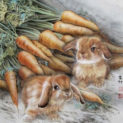 Пазл: Кролики и морковь