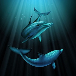 Пазл: Дельфины в океане