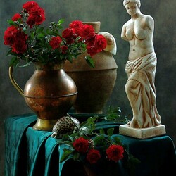 Пазл: Натюрморт с Венерой и розами