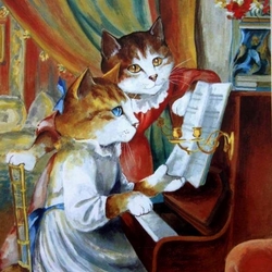 Пазл: Кошечки за фортепиано
