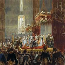 Пазл: Поздравления, приносимые Его величеству императору Александру II членами императорской фамилии после совершения коронования 26 августа 1856 года
