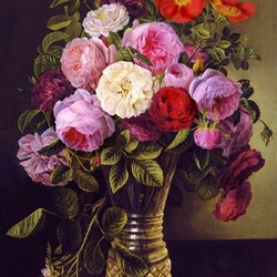 Пазл: Цветы в стеклянной вазе