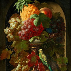 Пазл: Натюрморт с фруктами и птицей