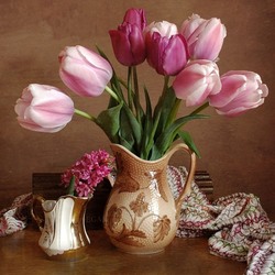 Пазл: Натюрморт с тюльпанами и гиацинтами