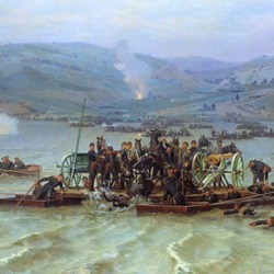 Пазл: Переправа русской армии через Дунай у Зимницы 15 июня 1877 года