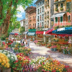 Пазл: Цветочный базарчик в Париже