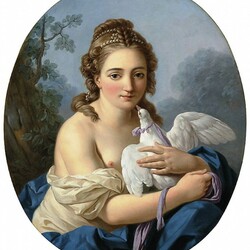 Пазл: Девушка, держащая голубя