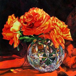 Пазл: Розы в хрустальной вазе
